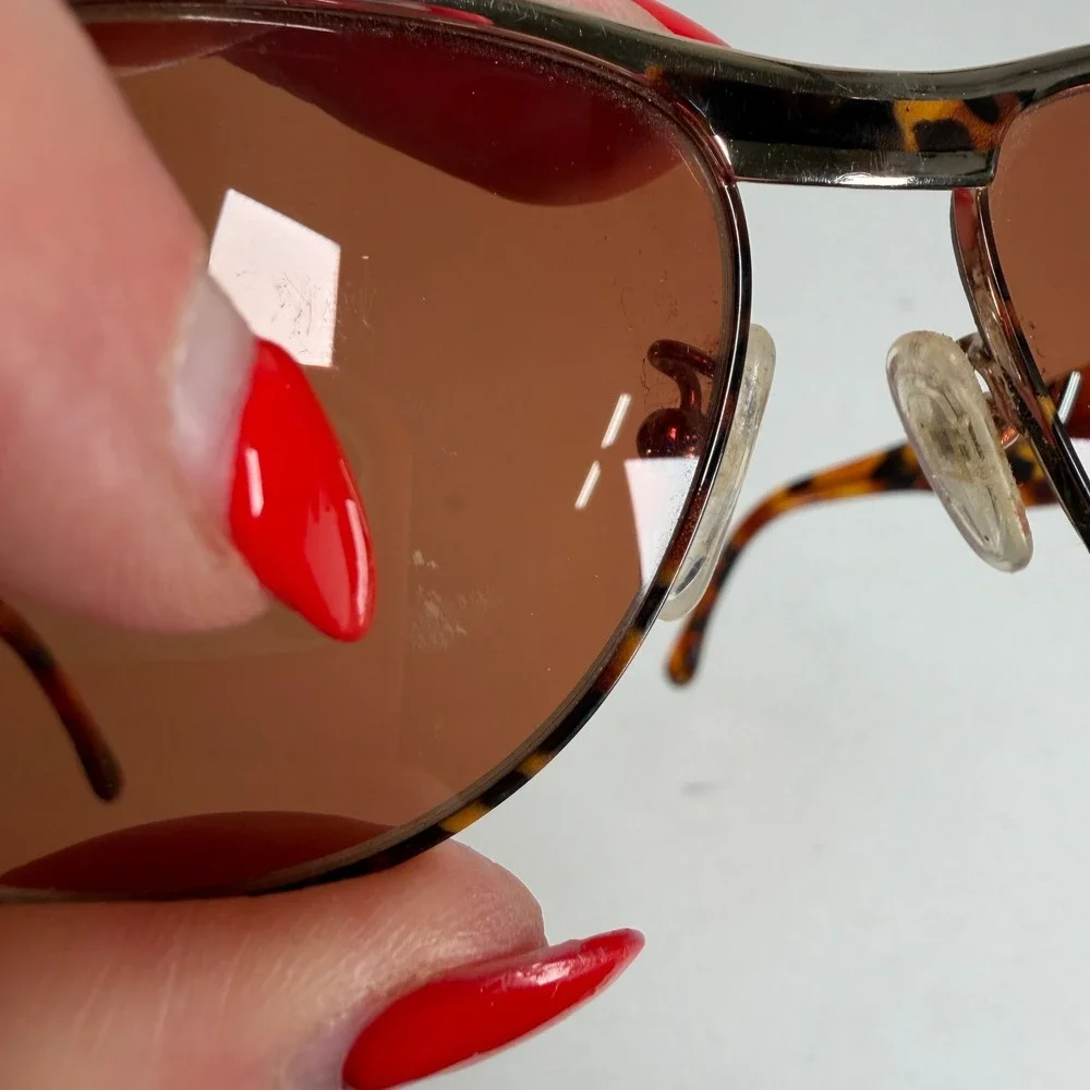 VTG Y2K Fendi Sunglasses FS 118 Tortoise Gold Shield Wrap Made in Italy Vintage